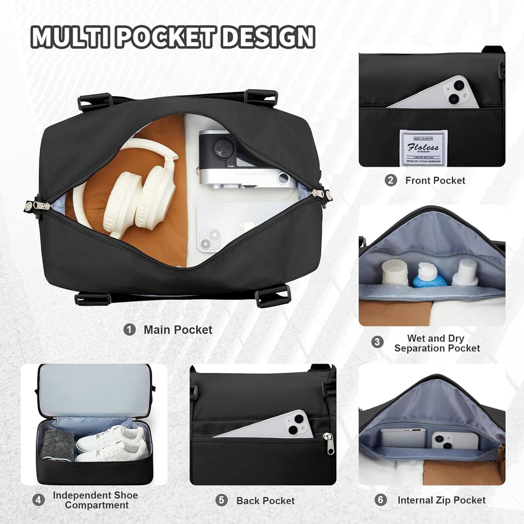 WEPLAN Reisetasche Damen Handgepäck Tasche Ryanair 40x20x25 für Flugzeug Airlines Sporttasche Reiset