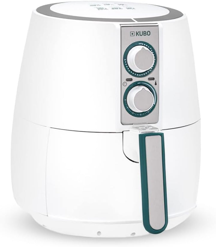 Kubo 2,5-Liter-ölfreie Fritteuse, Heissluftfritteuse, 1500 W, einstellbare Temperatur, Timer, Weiss,