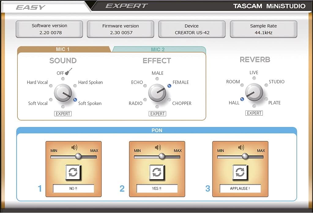Tascam MiNiSTUDIO Creator US-42B – USB-Audio-Interface für Streaming, Podcasting, Personal Broadcast