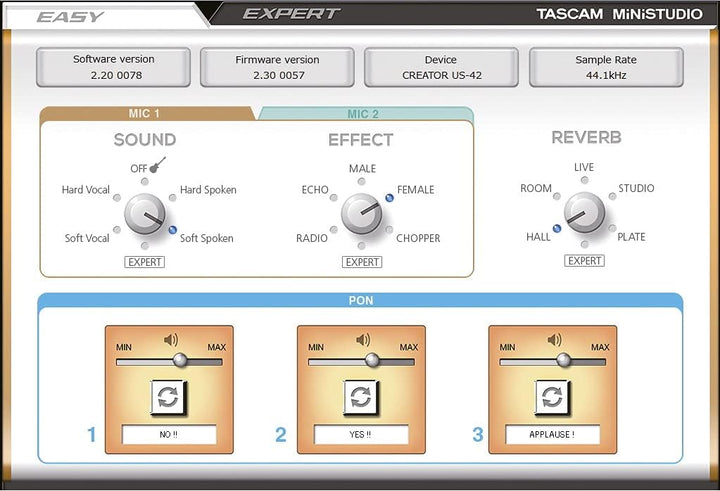 Tascam MiNiSTUDIO Creator US-42B – USB-Audio-Interface für Streaming, Podcasting, Personal Broadcast