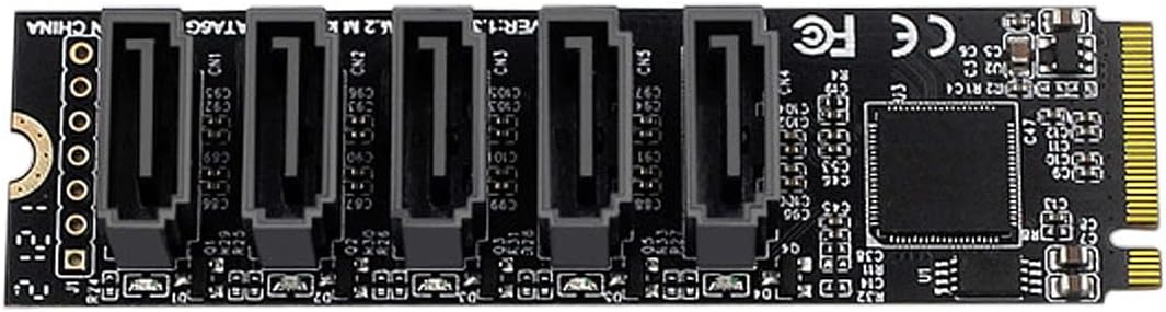 cablecc NGFF NVME M-Key PCI Express auf SATA 3.0 6 Gbps 5 Ports Adapter Konverter Festplattenerweite