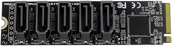 cablecc NGFF NVME M-Key PCI Express auf SATA 3.0 6 Gbps 5 Ports Adapter Konverter Festplattenerweite