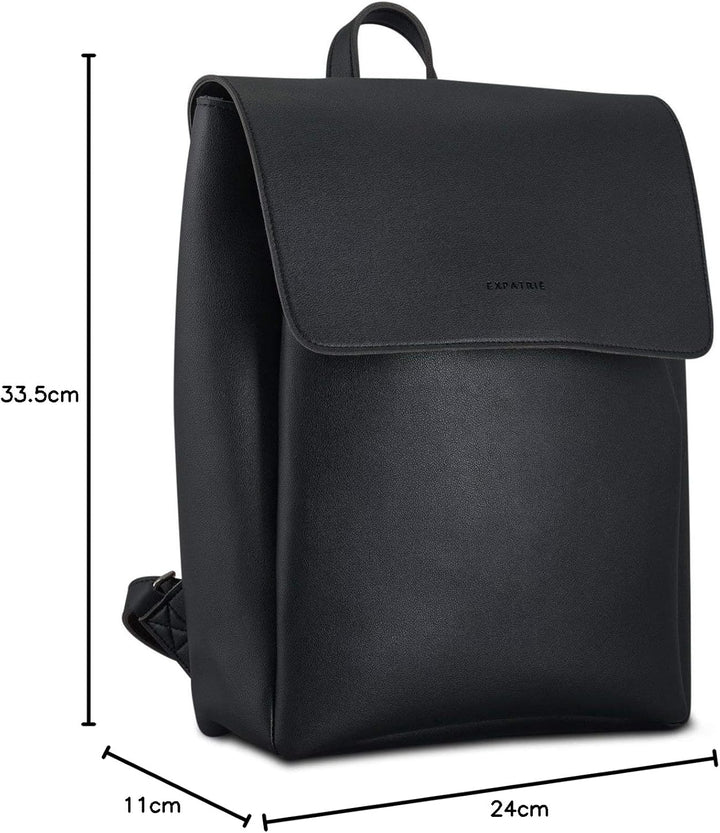 Expatrié Rucksack Damen Elegant Schwarz - Noelle - Moderner Lederrucksack Für City, Business, Uni -