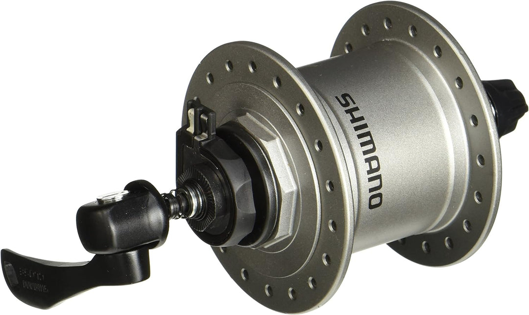 SHIMANO DHT4000 Vorderrad Nabendynamo (100mm | 36 Loch | mit SNSP | Silber), silber
