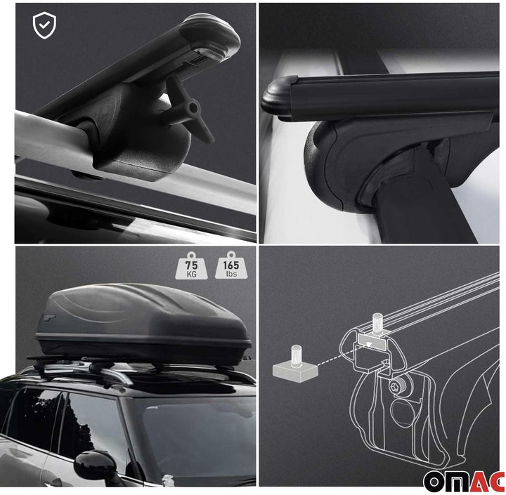 Dachträger Gepäckträger kompatibel mit Ford Kuga/Titanium 2008-2019 Grundträger Alu Schwarz, Schwarz