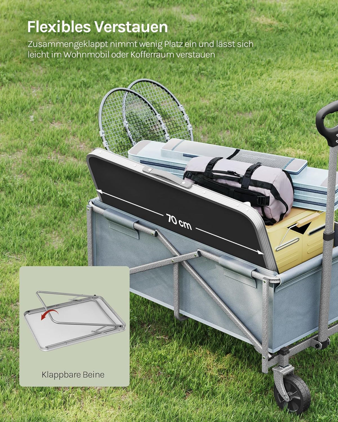 WOLTU Campingtisch Klapptisch Reisetisch mit Griff, 70x50x60cm(LxBxH) zusammenklappbar Gartentisch a