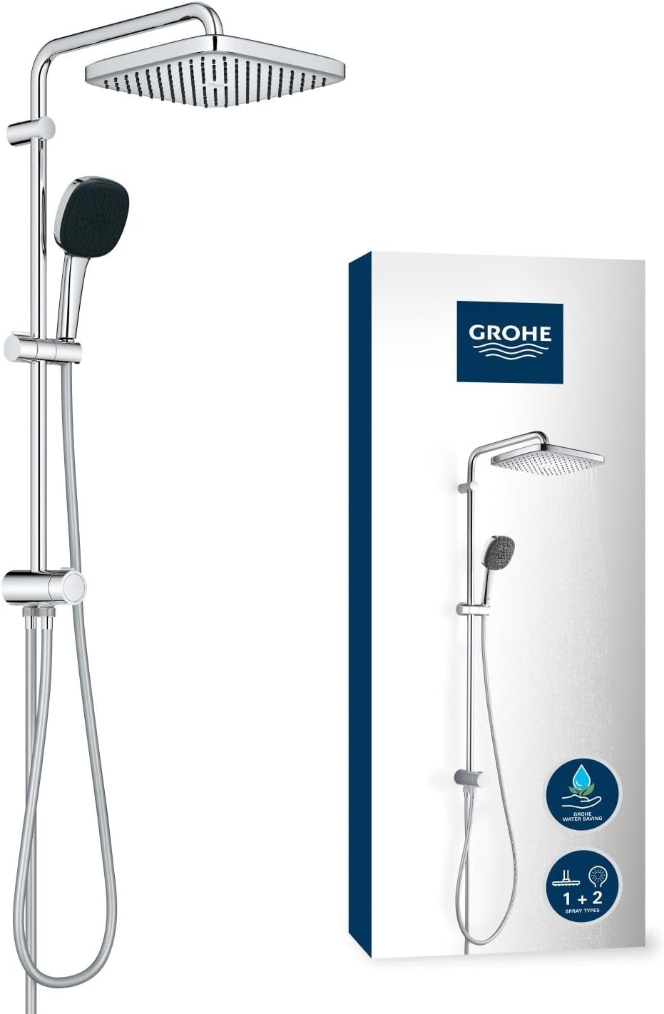 GROHE Vitalio Comfort 250 - Flex Duschsystem mit Umstellung (wassersparend, 2 Strahlarten, flexible