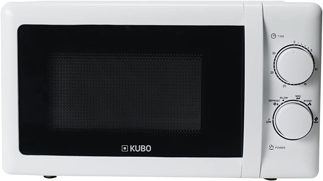 Kubo Mikrowelle mit 20 Liter Fassungsvermögen, 6 Betriebsstufen, 700 W, Timer 30 min, Weiss