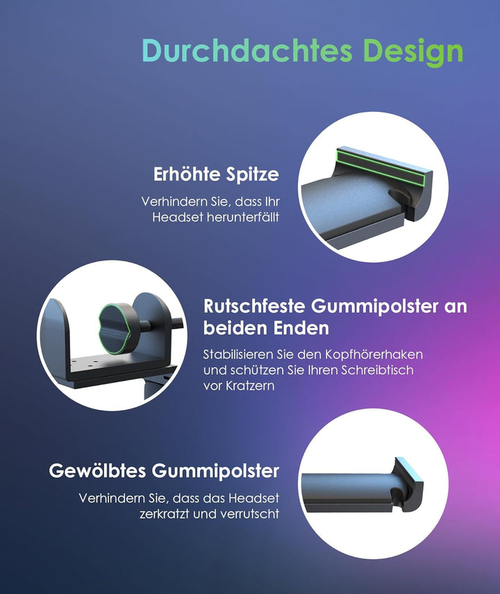 6amLifestyle Faltbar Headset Ständer,Kopfhörerhalter aus Aluminium,Universal Tisch Kopfhörer Ständer