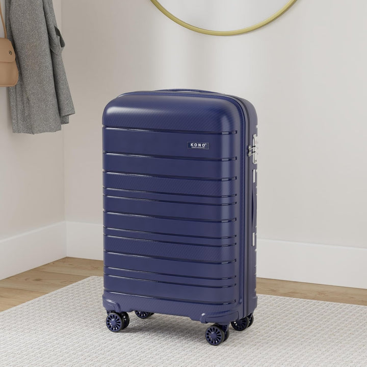 Kono Zwillingsrollen Reisekoffer TSA-Schloss 55cm Boardcase Trolley Koffer Polypropylen Hartschale R