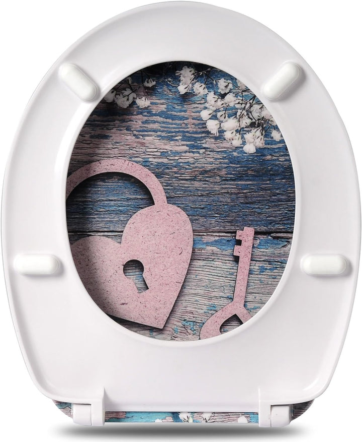 WOLTU WC Sitz mit Absenkautomatik,Toilettensitz Motiv,Toilettendeckel aus Duroplast,Stable Klodeckel