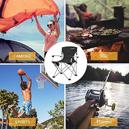KingCamp XXL Campingstuhl Faltbar bis 205 kg, Übergrosser Camping Stuhl Klappbar Gepolster mit Verst