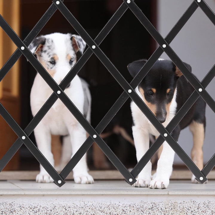 Relaxdays Hundeabsperrgitter ausziehbar bis 96 cm, 48,5-60 cm hoch, Bambus, Hunde Schutzgitter für T