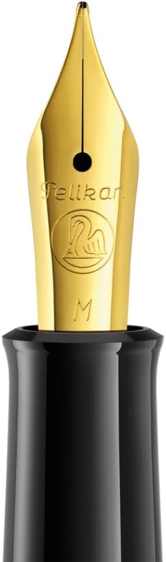 Pelikan Füllhalter Classic 200, Schwarz, Feder B (breit), hochwertiger Kolbenfüller im Geschenk-Etui