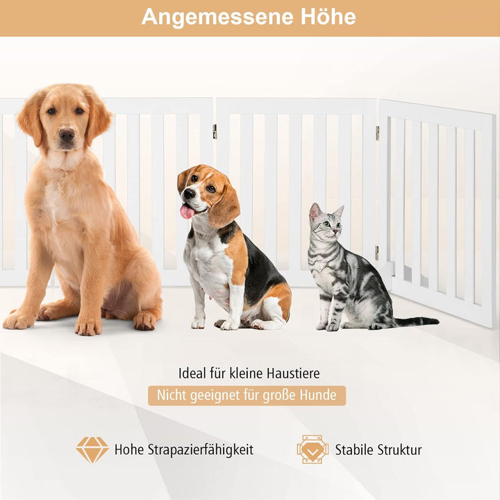 COSTWAY Absperrgitter Hunde 60cm Hoch, Schutzgitter Holz, Kindergitter klappbar, Treppengitter Hunde