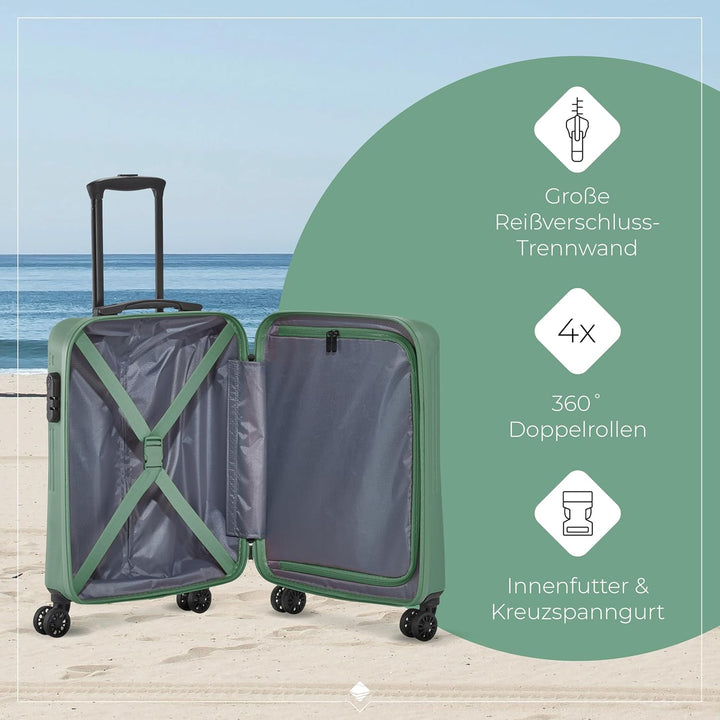 travelite 4-Rad Handgepäck Koffer klein 37 Liter, Gepäck Serie BALI: ABS Hartschalen Trolley erfüllt