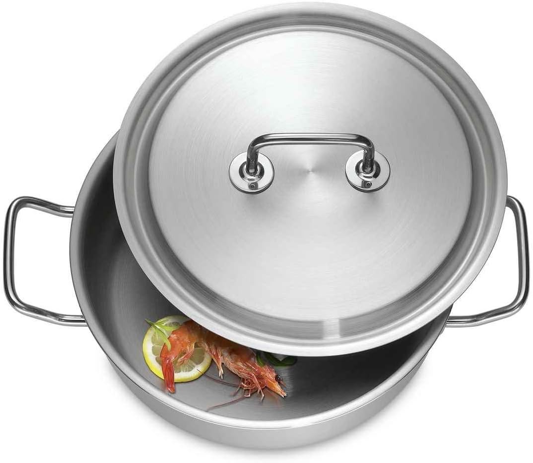 Spring 0415540618 Brigade Premium Fleischtopf mit Deckel, Edelstahl, silber, 14,6 x 24 x 30,4 cm