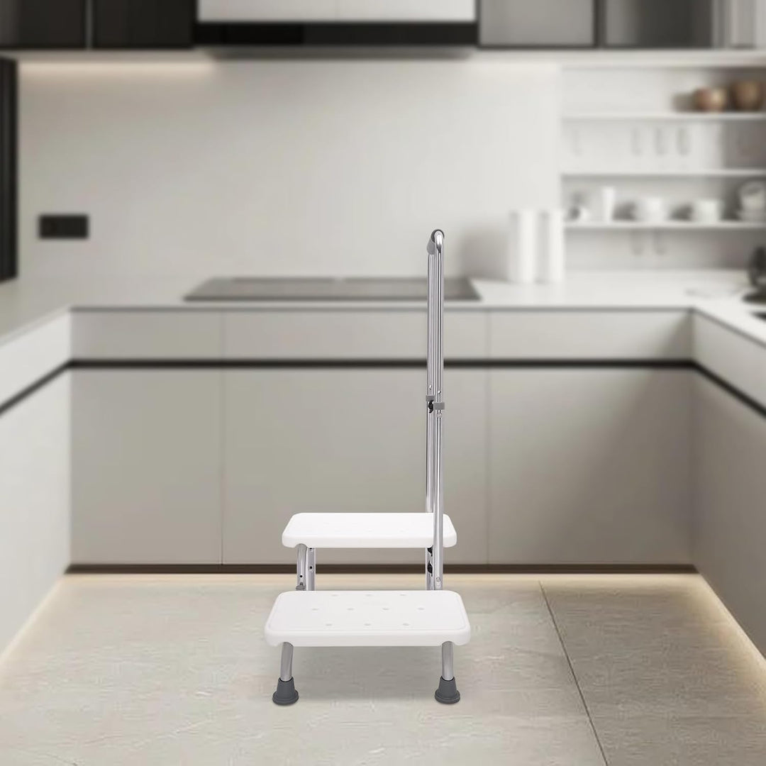 Step Hocker mit Griff und Rutschfester Plattform, Heavy Duty 2-Schritte Fusshocker für Erwachsene, S