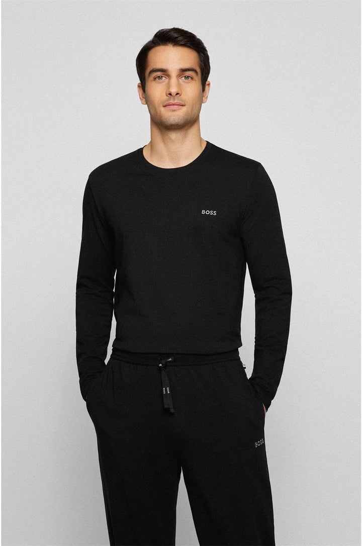 BOSS Herren Mix&Match LS-Shirt R Regular-Fit Longsleeve aus Stretch-Baumwolle mit Logo-Stickerei Sch