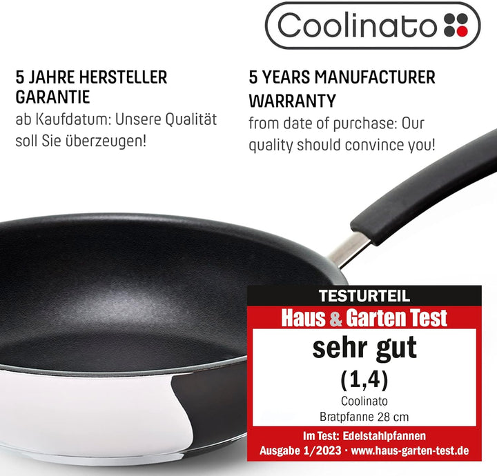 Coolinato Pfanne 28 cm beschichtet Edelstahl Bratpfanne für Gas Ceran Elektro Induktion & Backofen 2