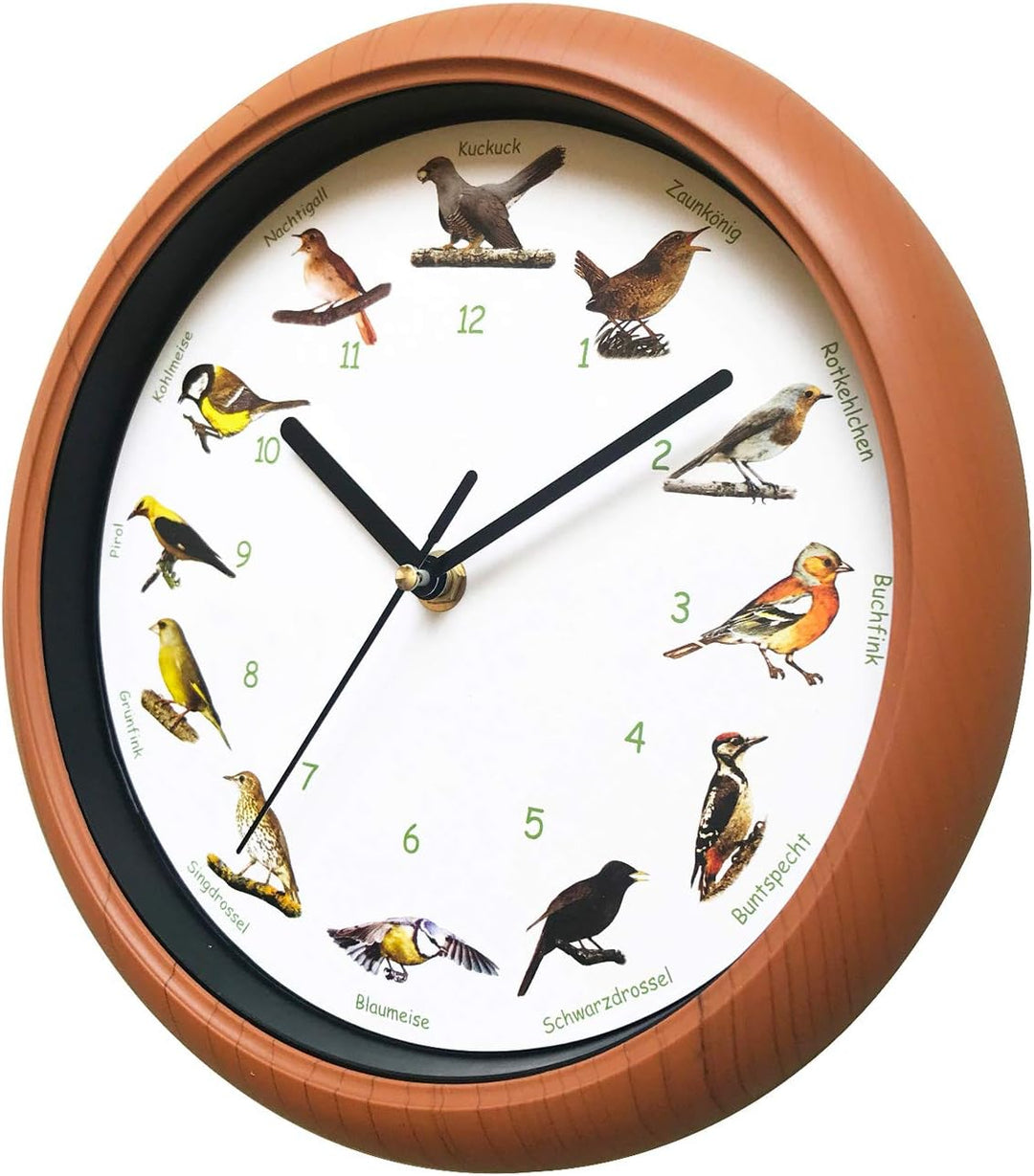 SELVA Tieruhr, Wanduhr, mit Tierlauten zu jeder Stunde und farbenfrohe Illustrationen, Gehäuse aus K