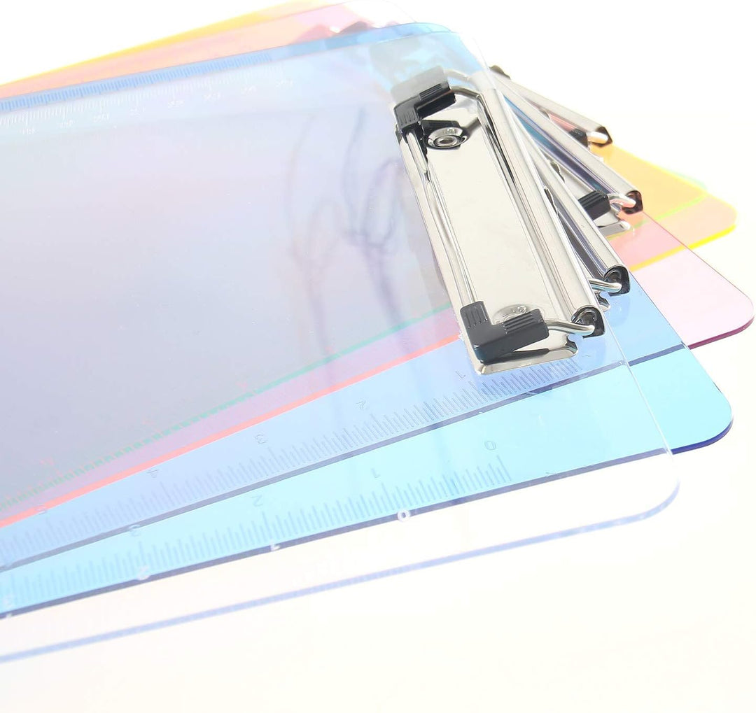 6er Klemmbrett A4 mit gummierter Metalklemme, Schreibbrett DIN A4 mit Aufhängeose, Pad Halter Clipbo