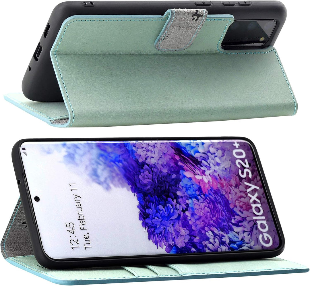 Suncase Book-Style Hülle kompatibel mit Samsung Galaxy S20 Plus Leder Tasche (Slim-Fit) Lederhülle H