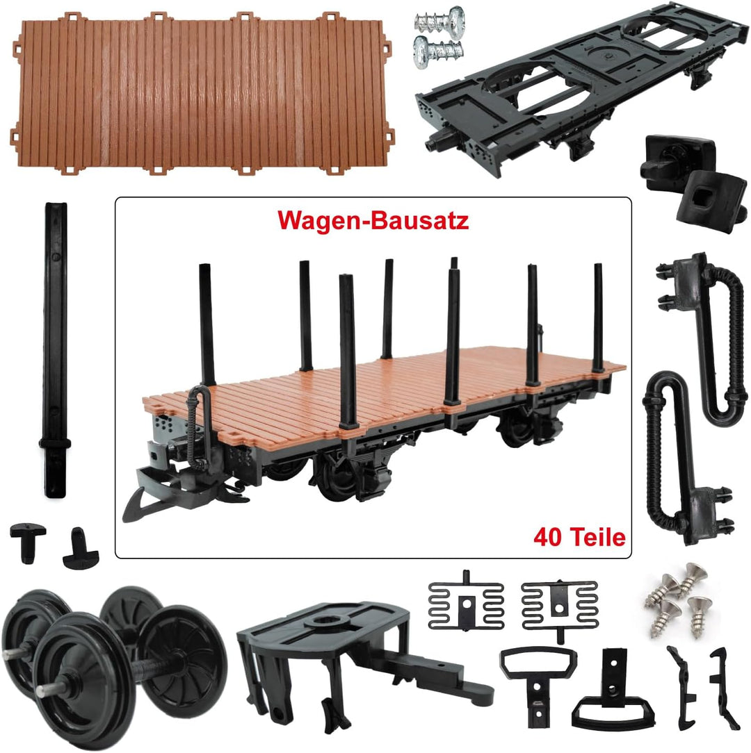 ML-Train Rungenwagen braun/schwarz als Spur-G modularer Modelleisenbahn Bausatz - Gartenbahn Zubehör
