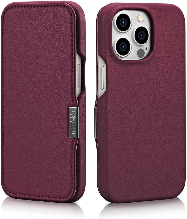 Mobiskin Hülle für iPhone 15 PRO (6,1 Zoll), Handyhülle mit Leder, Case kompatibel mit MagSafe, Schu