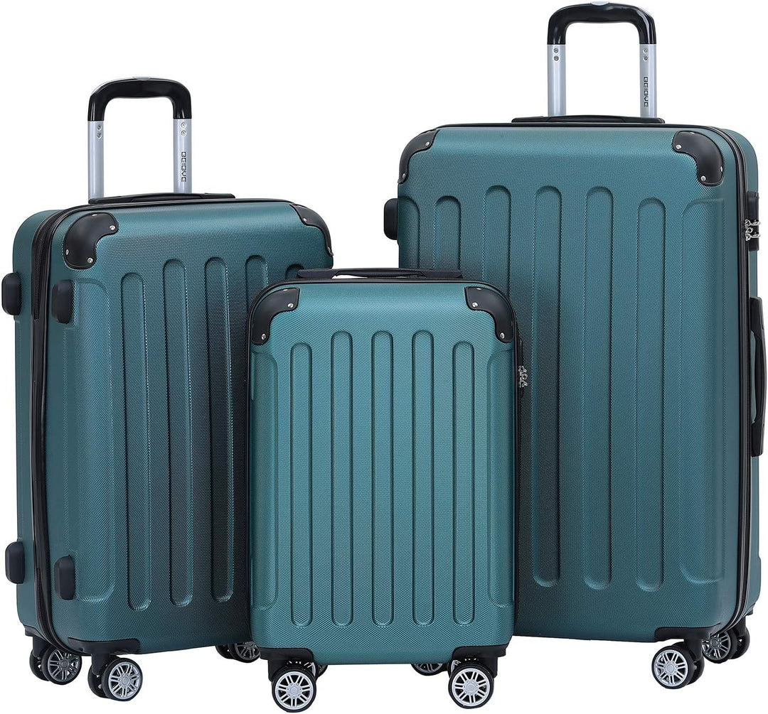 BEIBYE- Hartschalenkoffer Koffer Trolley Rollkoffer Reisekoffer Zahlenschloss 4 Zwilings-Rollen (For