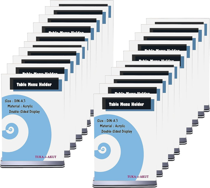TUKA 20er Tischaufsteller A3 Hochformat mit Sockelboden, Acryl Werbeaufsteller Tischständer Doppelse