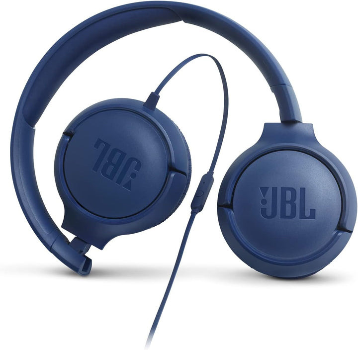 JBL Tune 500 On-Ear Kopfhörer mit Kabel in Blau – Ohrhörer mit 1-Tasten-Fernbedienung, integriertem
