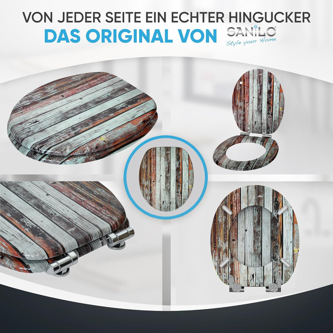 Sanilo WC Sitz mit Absenkautomatik, viele schöne Holz Toilettendeckel zur Auswahl, hochwertige und s