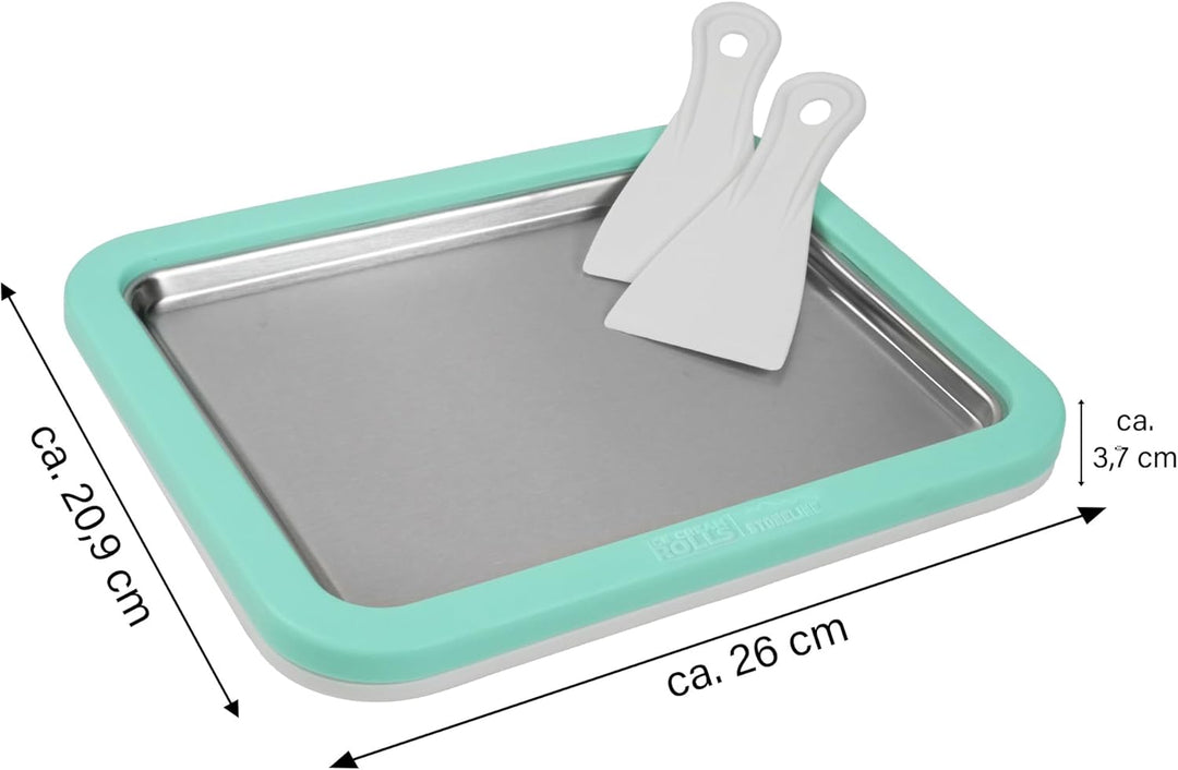 STONELINE by Mr. Ice Cream Rolls ORIGINAL Ice Cream Rolls Maker Eisplatte Mint 26x21x3,5 cm mit 2 Sp