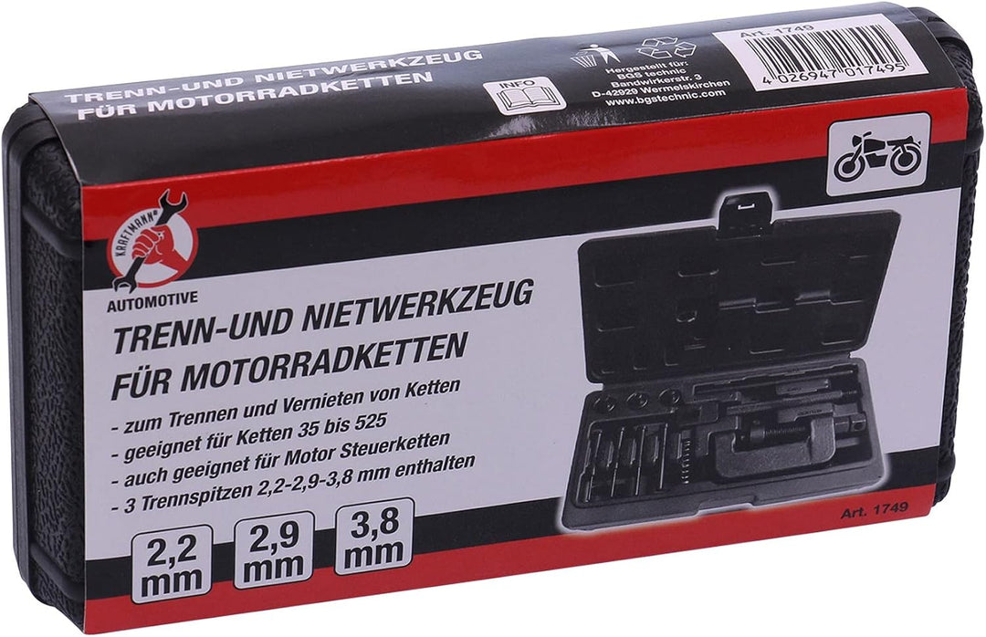 BGS Diy 1749 | Trenn- und Nietwerkzeug für Motorradketten | Teilung 35 - 525, Werkzeug