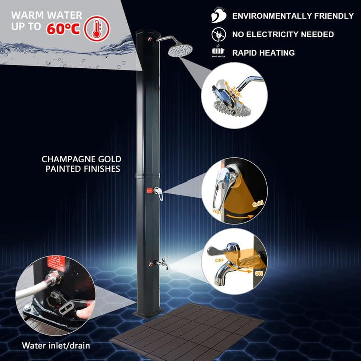 CCLIFE Solardusche 35L Solar Gartendusche Pooldusche Regendusche Aussendusche Pooldusche Garten Brau