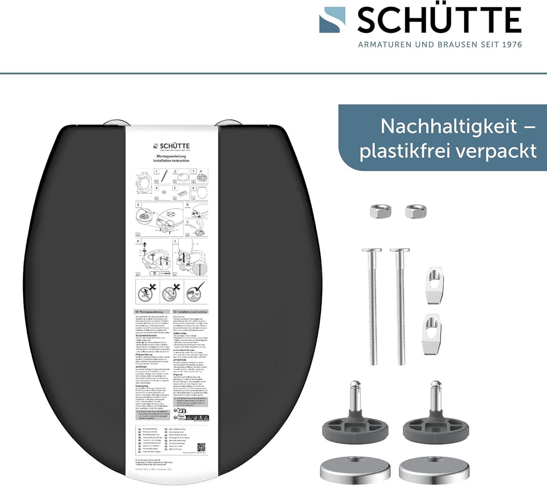SCHÜTTE WC-Sitz mit Absenkautomatik | Abnehmbarer Klodeckel aus bruchsicherem Duroplast | Innovative