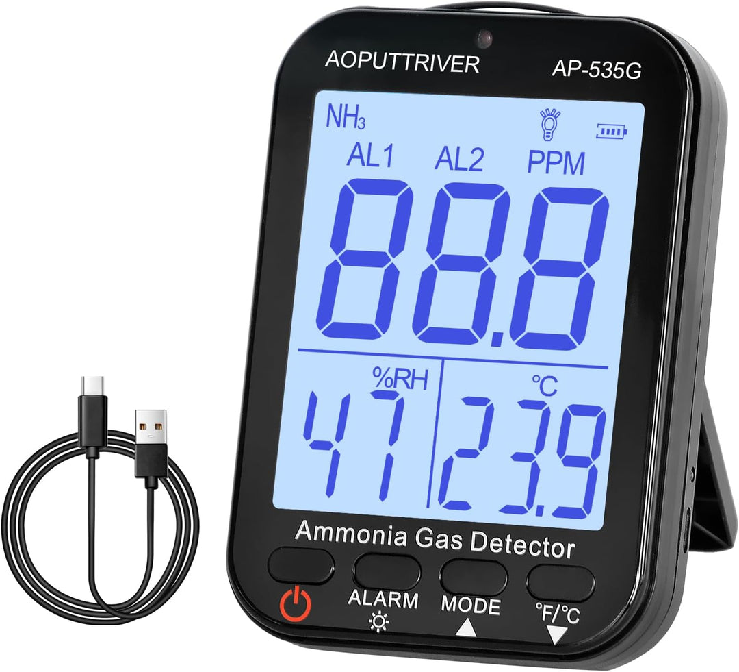 Formaldehyddetektor Ammoniak Gas Detektor, NH3 Gas Monitor Sensor Bereich 0-100ppm Wiederaufladbare