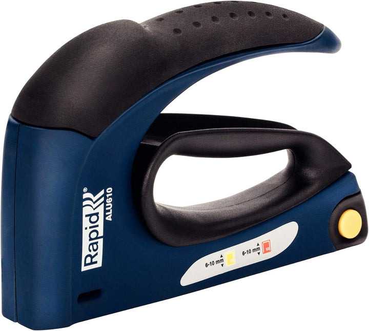 Rapid Handtacker ALU610, Tacker für Holz und Stoffe, Aluminium mit Zughebel, für Klammern Typ 13, 6-