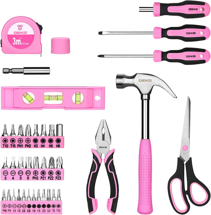 Deko Maletin Werkzeugkasten, komplettes Werkzeugset, Rosa, für Damen, Zuhause, Büro