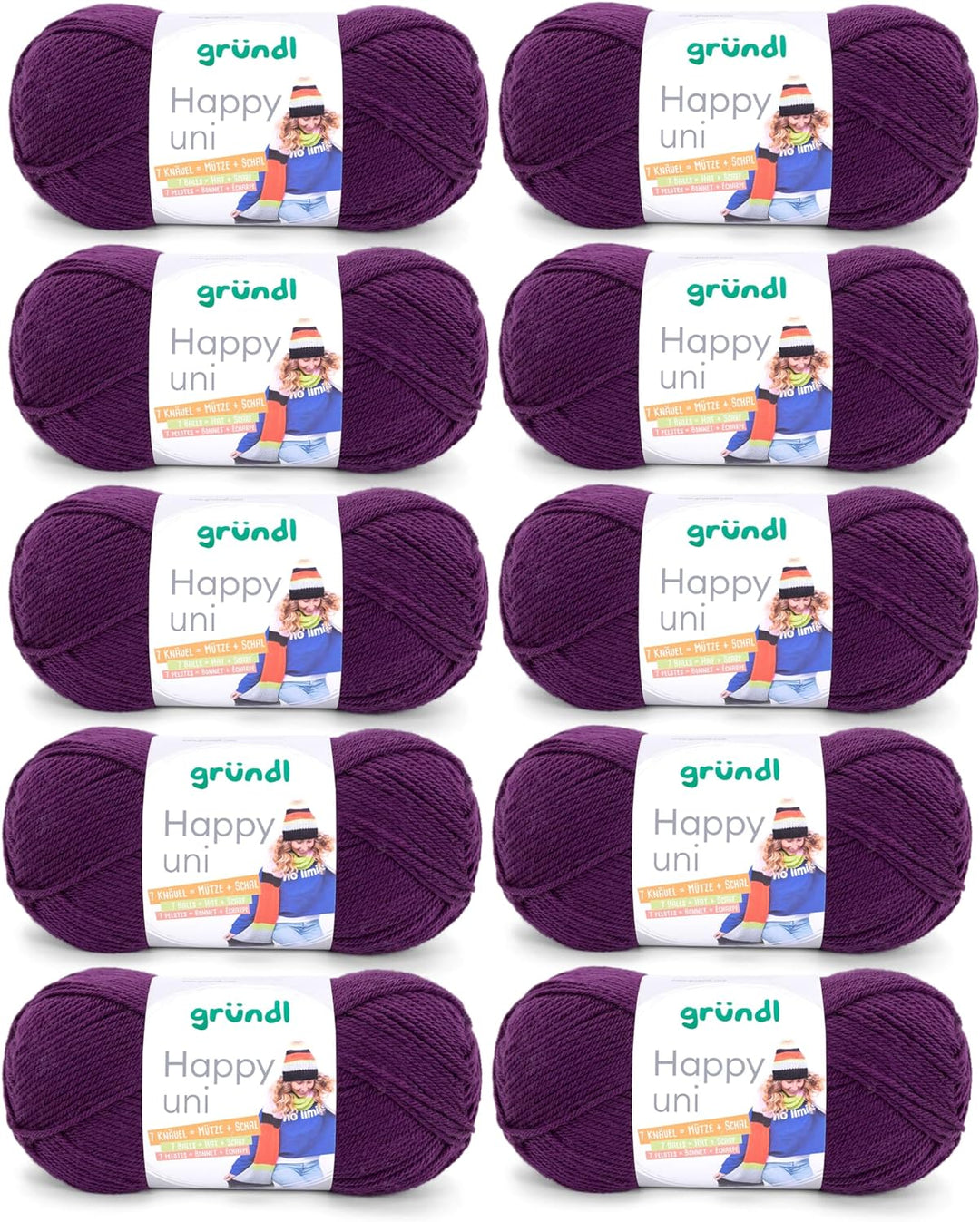 Gründl Happy uni (Strick- und Häkelgarn mit wollartigem Charakter aus 100 % Polyacryl, Anti-Pilling,