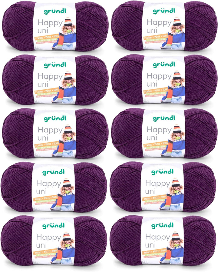Gründl Happy uni (Strick- und Häkelgarn mit wollartigem Charakter aus 100 % Polyacryl, Anti-Pilling,