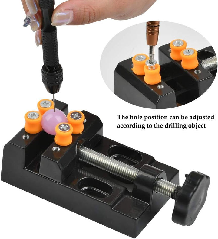 DODUOS Handbohrer Set mit 25 Stück Spiralbohrer Bits, 10 Stück PCB Mini Bohrer, 1 Stück Schraubstock
