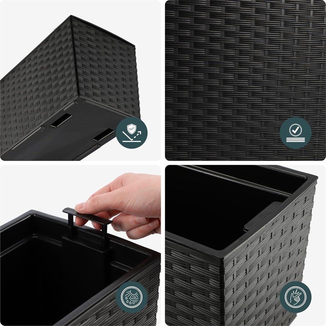 KADAX Blumenkasten aus Kunststoff, 18,5x56 cm, Pflanzkasten mit Einsatz, wetterfester Balkonkasten,