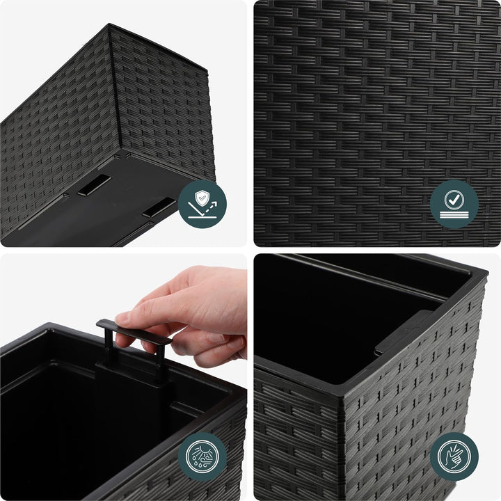 KADAX Blumenkasten aus Kunststoff, 18,5x56 cm, Pflanzkasten mit Einsatz, wetterfester Balkonkasten,