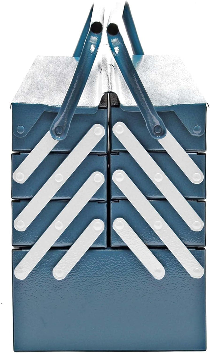 Wiltec Werkzeugkiste 420x200x250mm aus Stahl mit 7 Fächern, beständiger Werkzeugkasten mit Handgriff