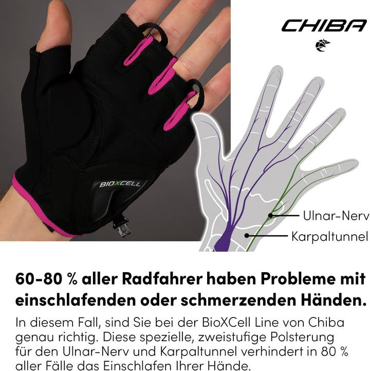 Chiba BioXCell Super Fly | Langlebige Sommer Rad Handschuhe für Damen & Herren | Anatomisches Gelkis