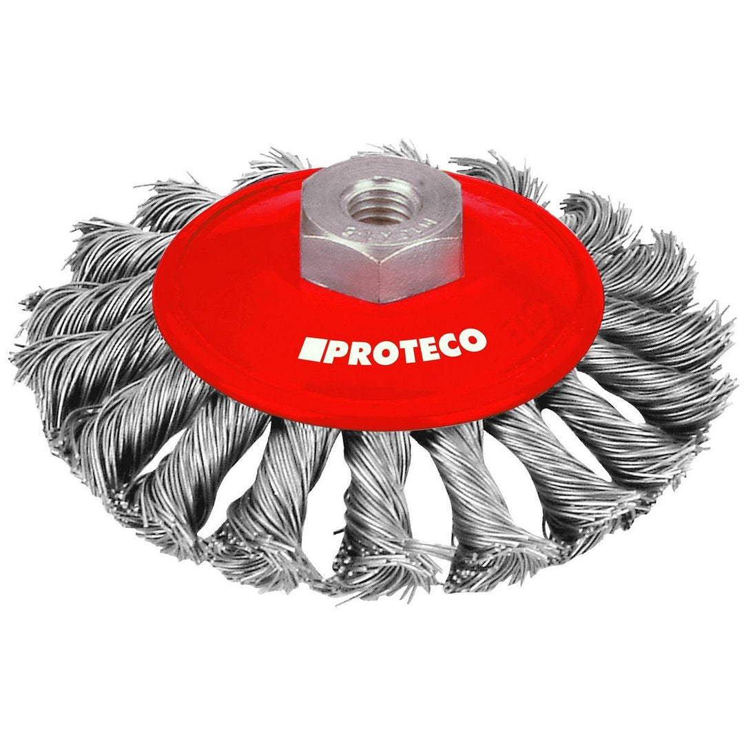 Proteco-Werkzeug® Set 6 tlg Drahtbürsten für Winkelschleifer Kegelbürste gezopft gewellter Stahldrah