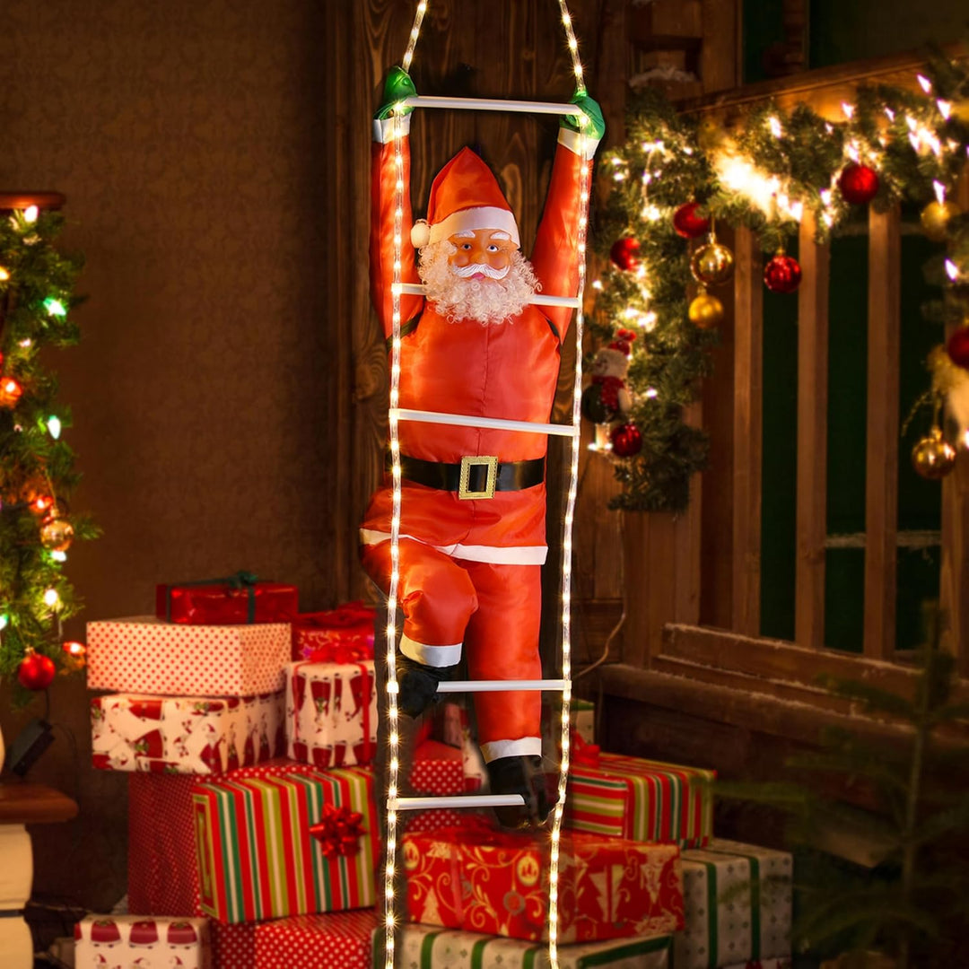 MONZANA® LED Weihnachtsmann Leiter XXL 240cm In-/Outdoor Timer 8 Leuchtfunktionen Fernbedienung dimm