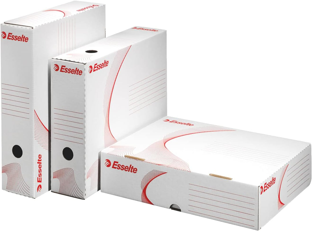 Esselte Standard Archiv-Schachtel, 80 mm Rückenbreite, Aktenkarton A4, Boxen Aufbewahrung mit Deckel